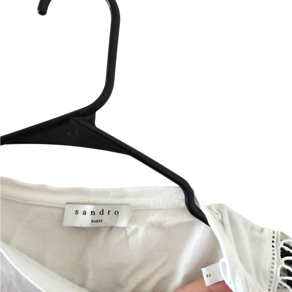 Sandro Paris White Lace Trim Womens Blouse - Picture 2 of 9